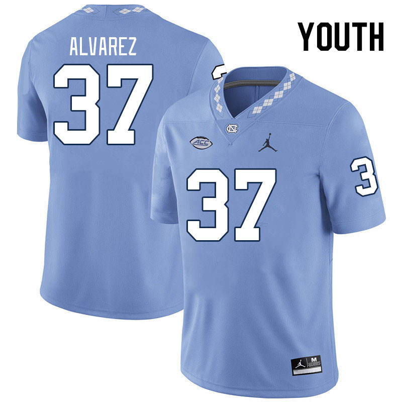 Youth #37 Phillips Alvarez North Carolina Tar Heels College Football Jerseys Stitched-Carolina Blue